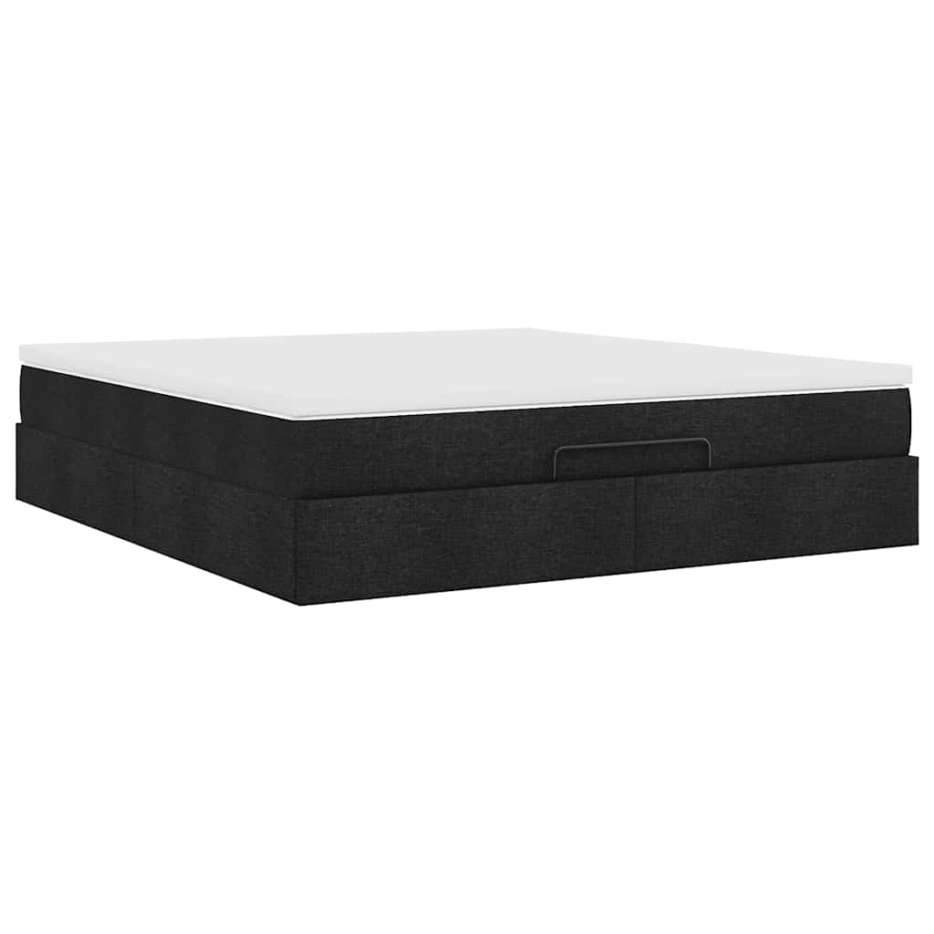 vidaXL Οθωμανικό κρεβάτι με στρώμα Μαύρο 160x200cm Ύφασμα