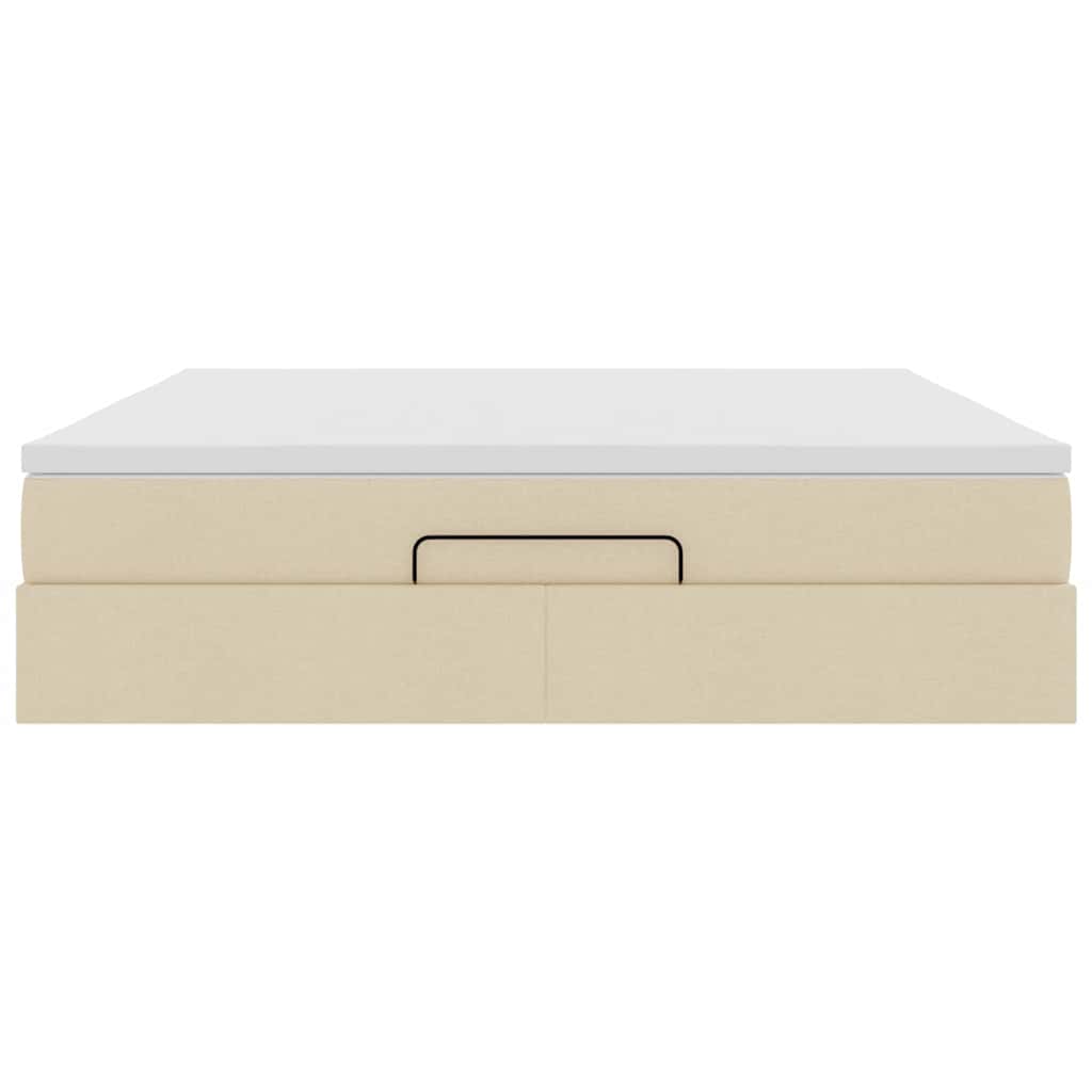 vidaXL Οθωμανικό Κρεβάτι με Στρώμα Κρέμα 160x200cm Ύφασμα