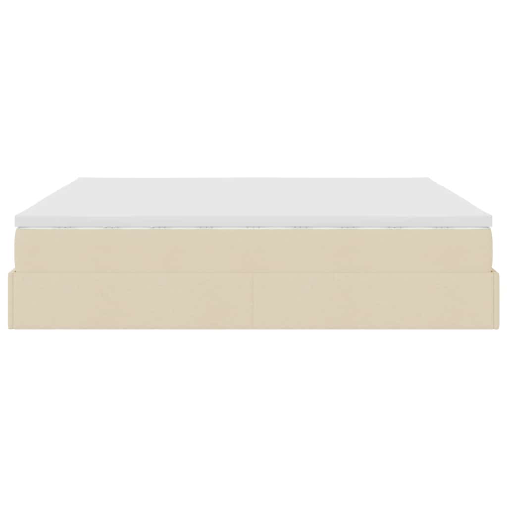 vidaXL Οθωμανικό Κρεβάτι με Στρώμα Κρέμα 160x200cm Ύφασμα