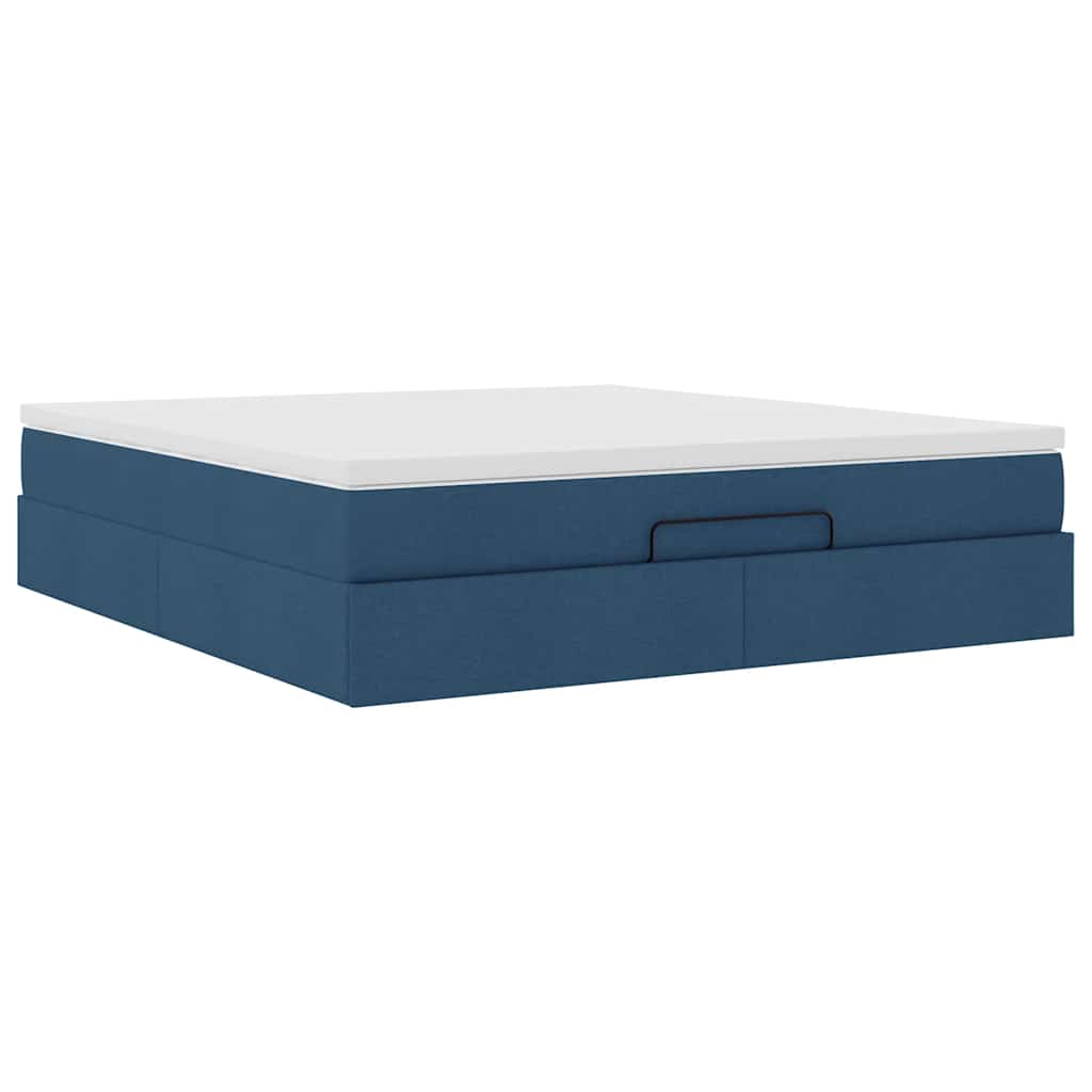 vidaXL Οθωμανικό κρεβάτι με στρώμα μπλε 160x200cm ύφασμα