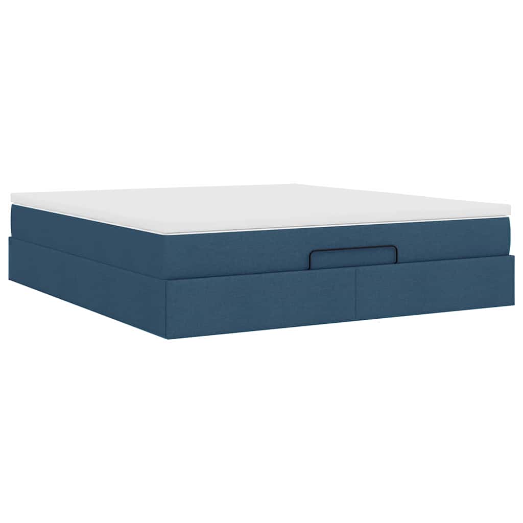 vidaXL Οθωμανικό κρεβάτι με στρώμα μπλε 160x200cm ύφασμα