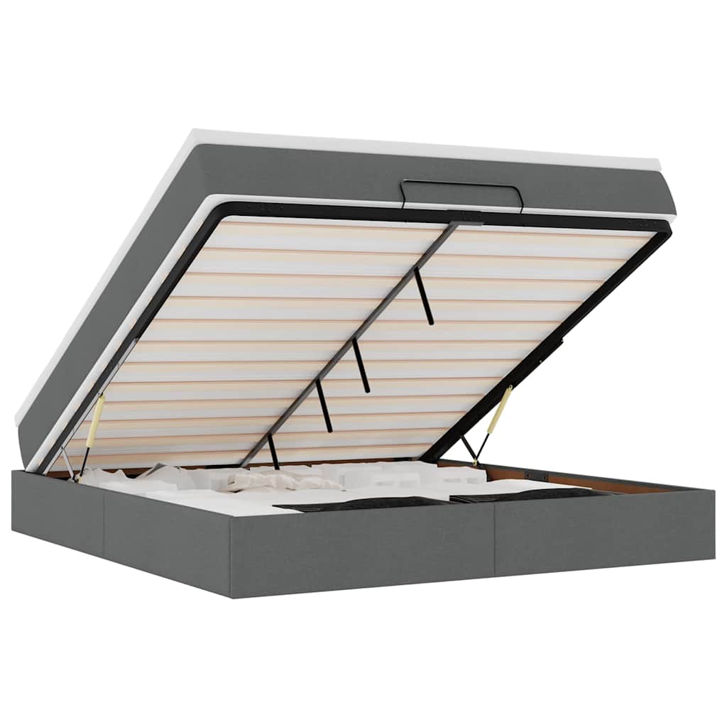 vidaXL Οθωμανικό κρεβάτι με στρώμα σκούρο γκρι 180x200cm ύφασμα