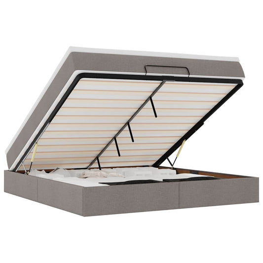 vidaXL Οθωμανικό κρεβάτι με στρώμα Taupe 180x200cm ύφασμα
