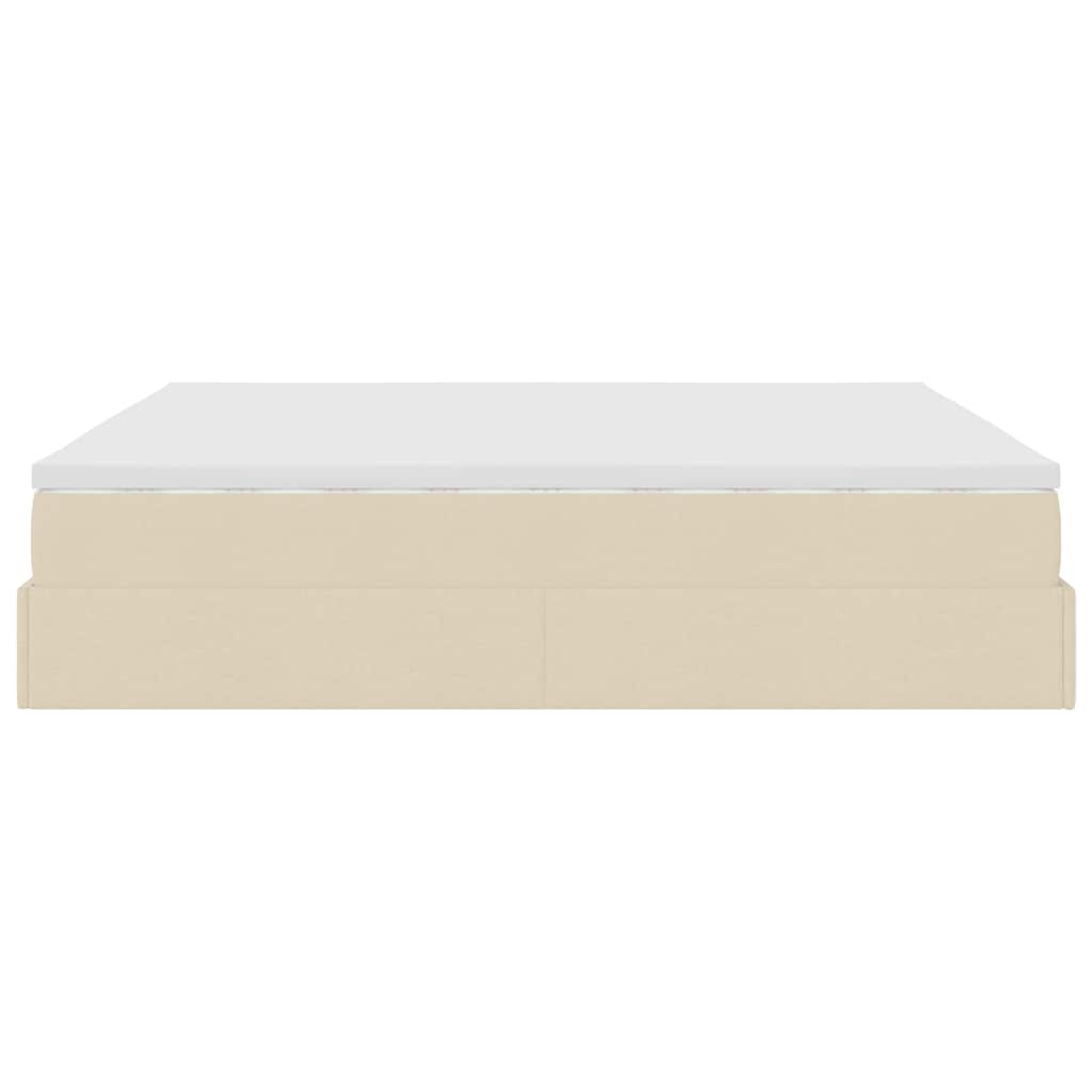 vidaXL Οθωμανικό κρεβάτι με στρώμα Cream 180x200cm ύφασμα