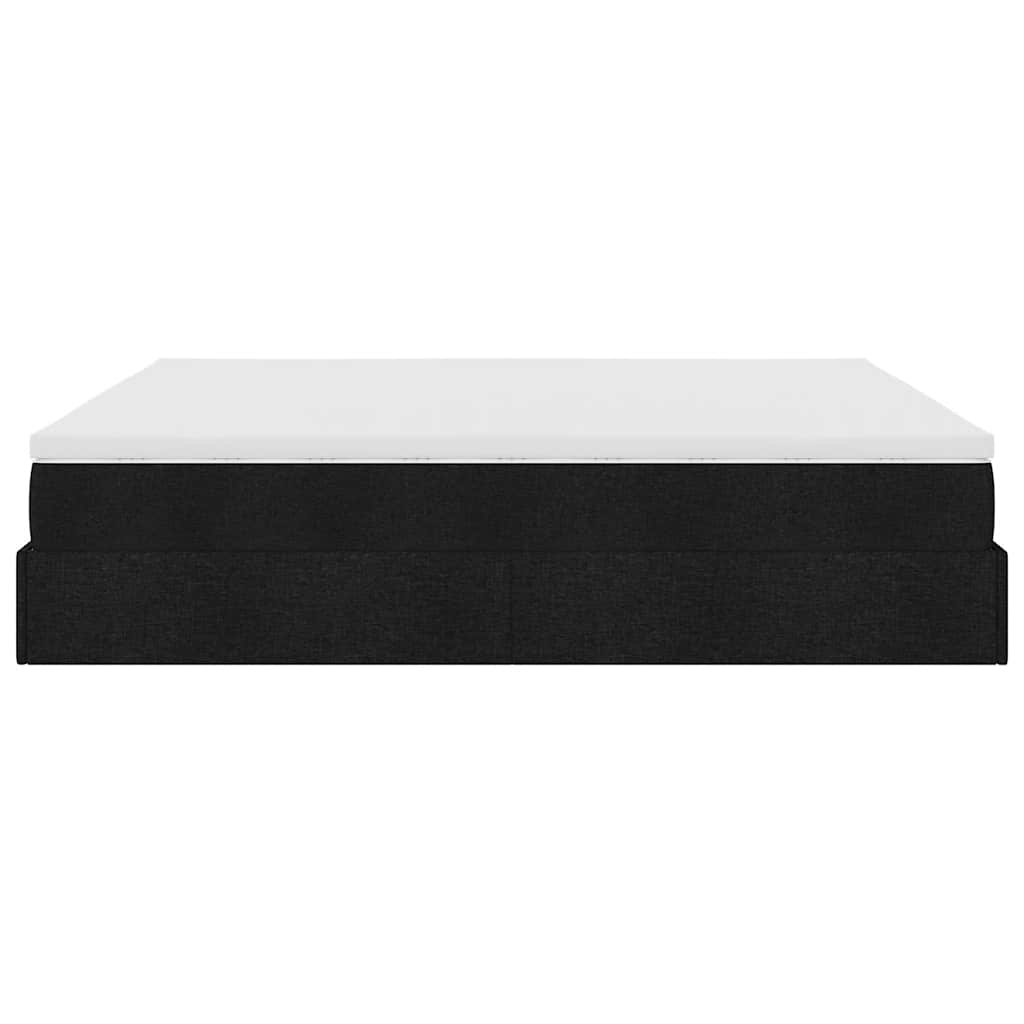 vidaXL Οθωμανικό Κρεβάτι με Στρώματα Μαύρο 200x200cm Ύφασμα