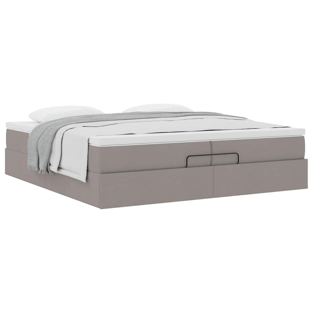 vidaXL Οθωμανικό κρεβάτι με στρώματα Taupe 200x200cm ύφασμα