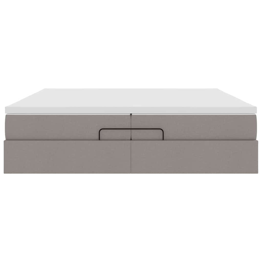 vidaXL Οθωμανικό κρεβάτι με στρώματα Taupe 200x200cm ύφασμα