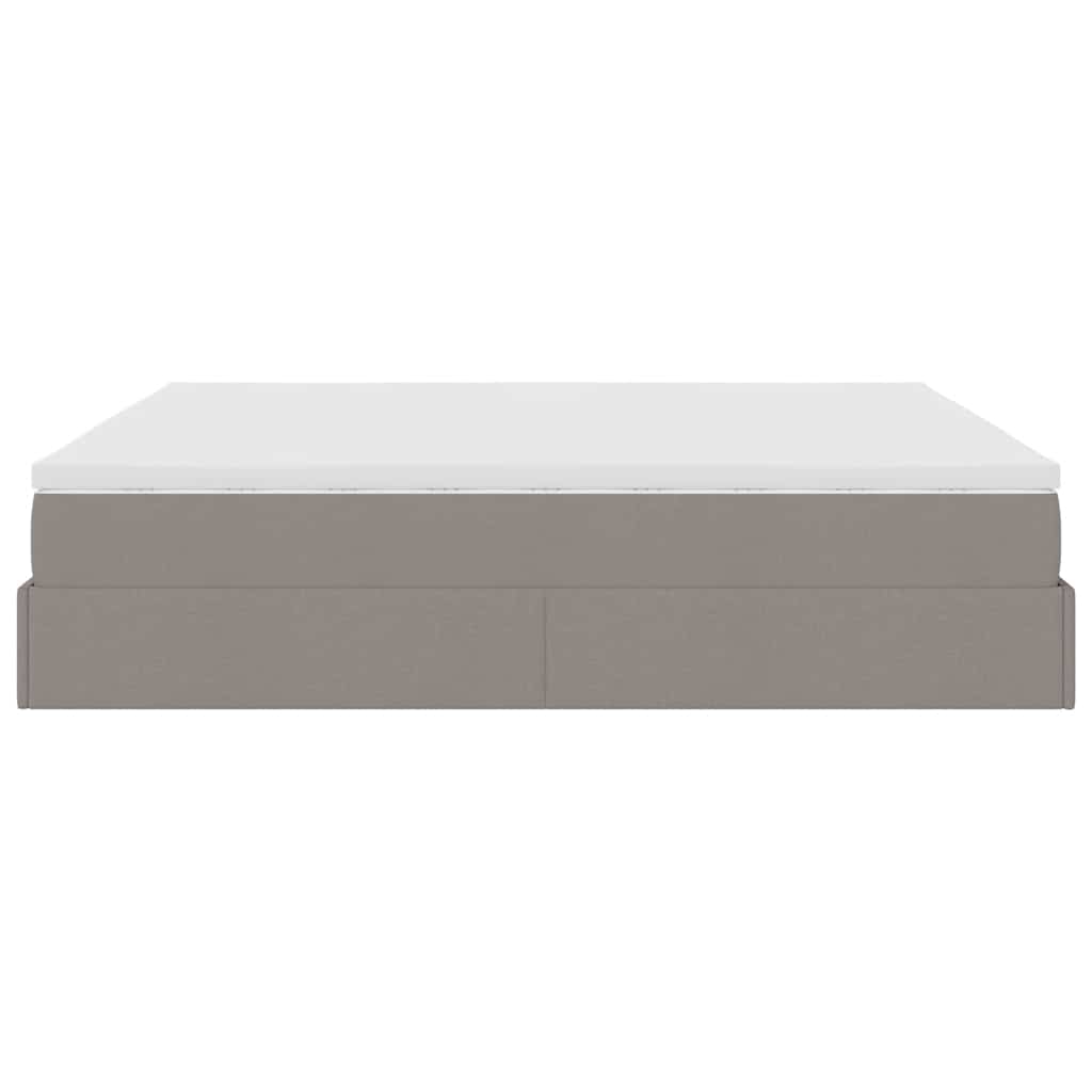 vidaXL Οθωμανικό κρεβάτι με στρώματα Taupe 200x200cm ύφασμα