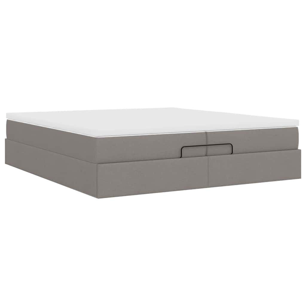 vidaXL Οθωμανικό κρεβάτι με στρώματα Taupe 200x200cm ύφασμα