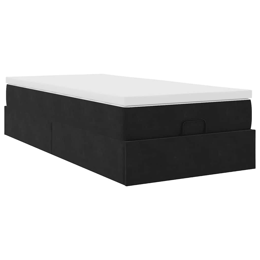 vidaXL Οθωμανικό κρεβάτι με στρώμα Μαύρο 80x200cm Velvet