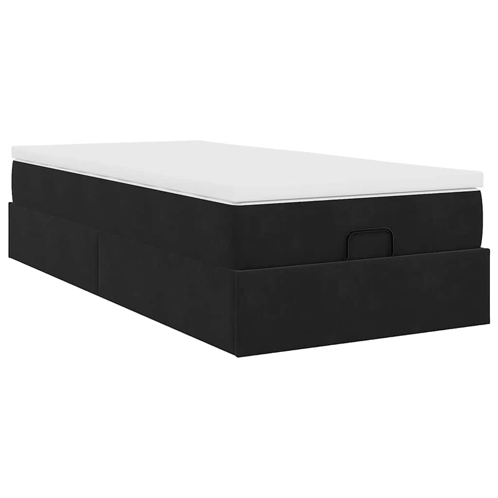 vidaXL Οθωμανικό κρεβάτι με στρώμα Μαύρο 80x200cm Velvet