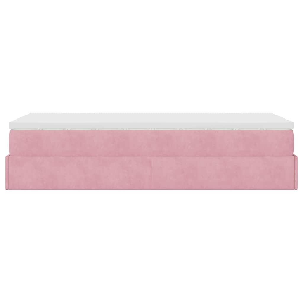 vidaXL Οθωμανικό κρεβάτι με στρώμα ροζ 80x200cm Velvet