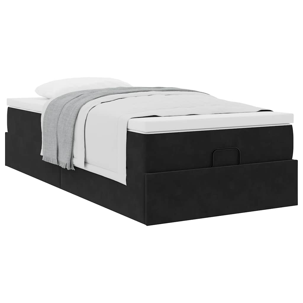 vidaXL Οθωμανικό κρεβάτι με στρώμα Μαύρο 90x190cm Velvet