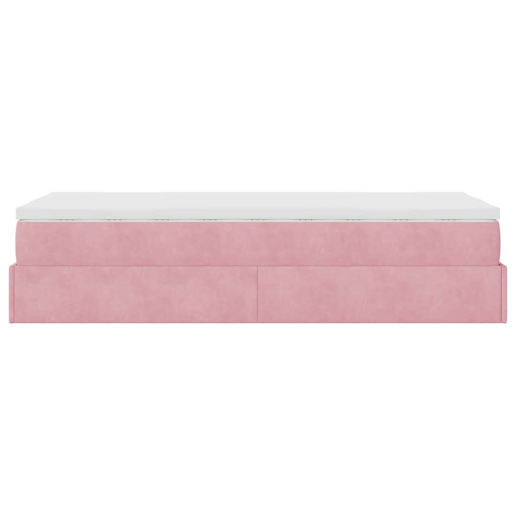 vidaXL Οθωμανικό κρεβάτι με στρώμα ροζ 90x200cm Velvet