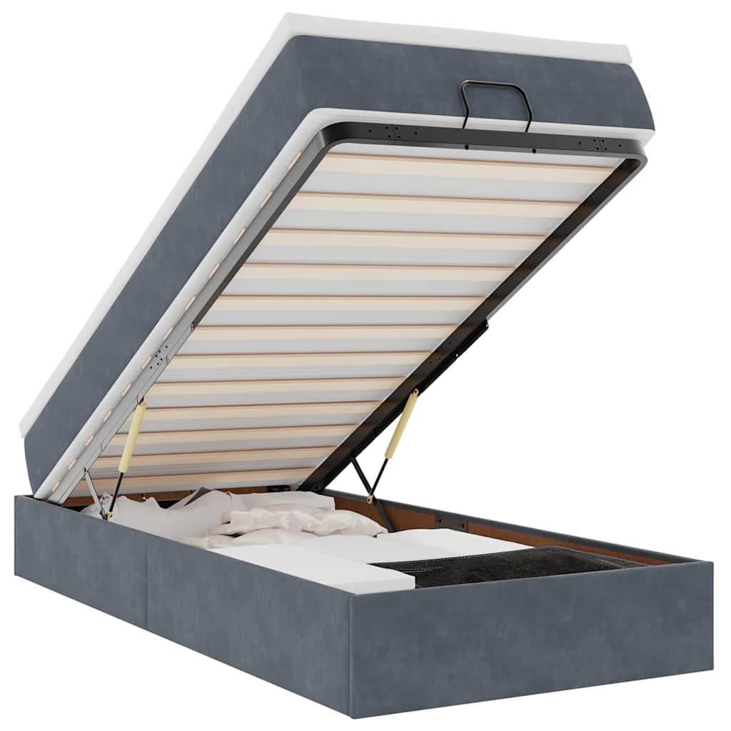 vidaXL Οθωμανικό κρεβάτι με στρώμα σκούρο γκρι 100x200cm Velvet