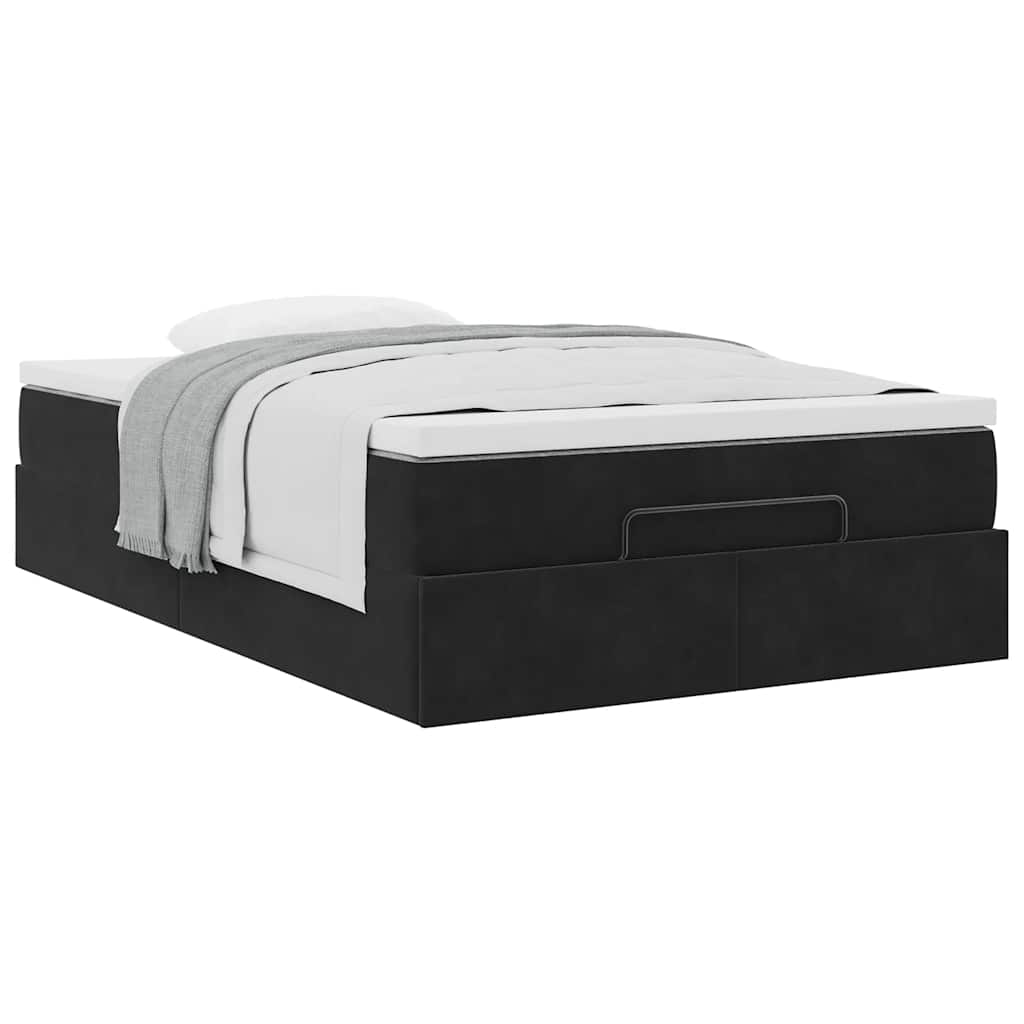 vidaXL Οθωμανικό κρεβάτι με στρώμα Μαύρο 120x190 cm Velvet