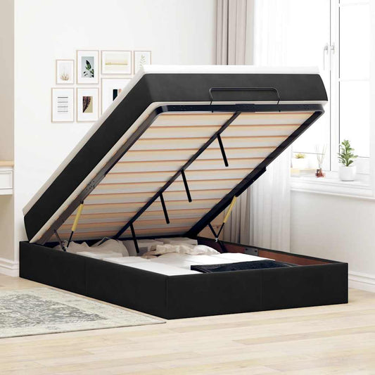 vidaXL Οθωμανικό κρεβάτι με στρώμα Μαύρο 120x190 cm Velvet