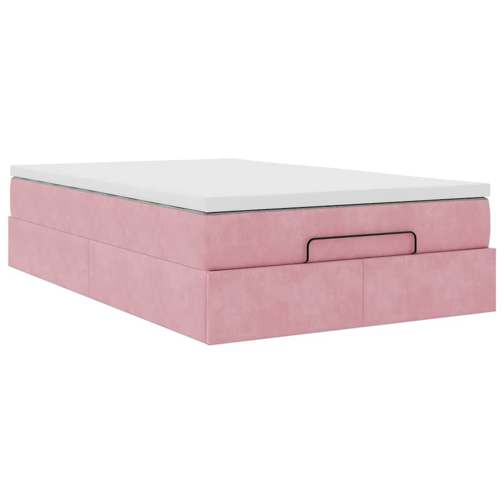 vidaXL Οθωμανικό κρεβάτι με στρώμα ροζ 120x190 cm Velvet