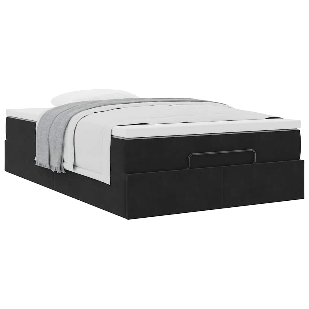 vidaXL Οθωμανικό κρεβάτι με στρώμα Μαύρο 120x200cm Velvet