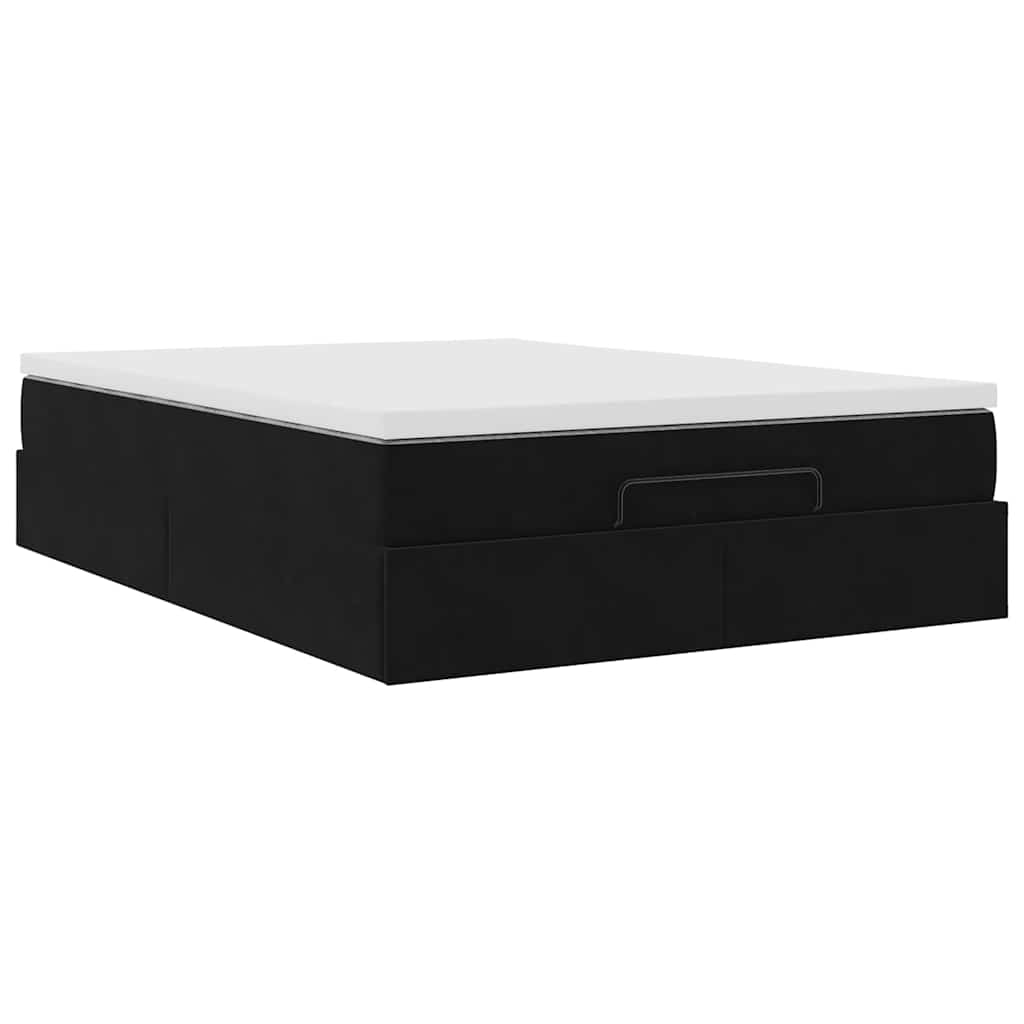 vidaXL Οθωμανικό κρεβάτι με στρώμα Μαύρο 140x190cm Βελούδο