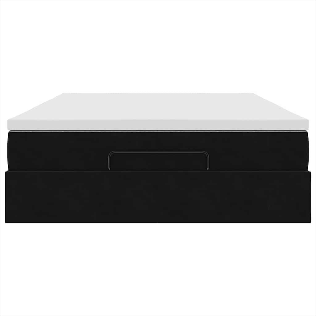 vidaXL Οθωμανικό κρεβάτι με στρώμα Μαύρο 140x190cm Βελούδο