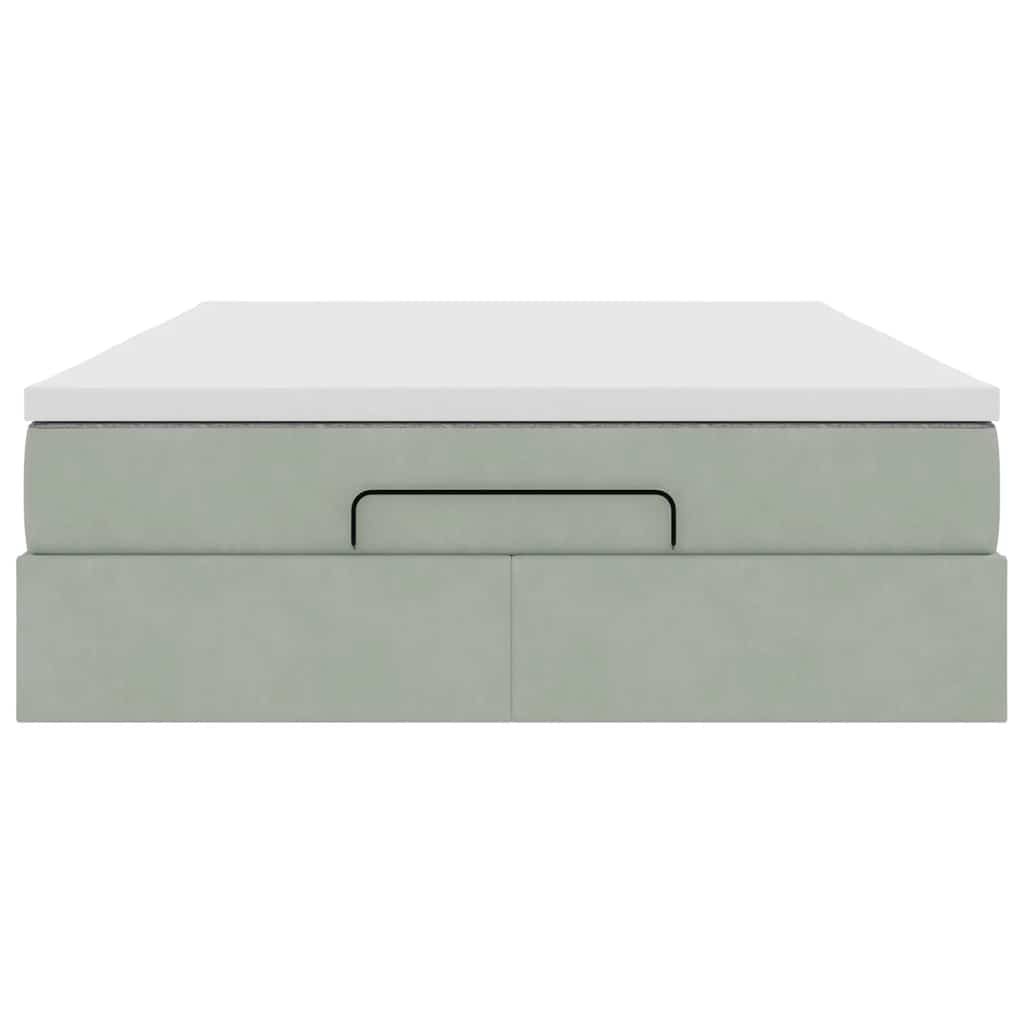 vidaXL Οθωμανικό κρεβάτι με στρώμα ανοιχτό γκρι 140x200cm Βελούδο