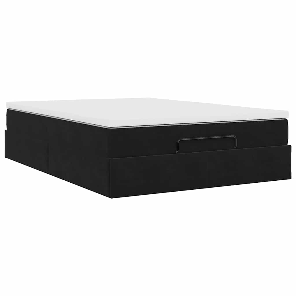 vidaXL Κρεβάτι-Μονό κρεβάτι με στρώμα Μαύρο 140x200 εκ. Βελούδο