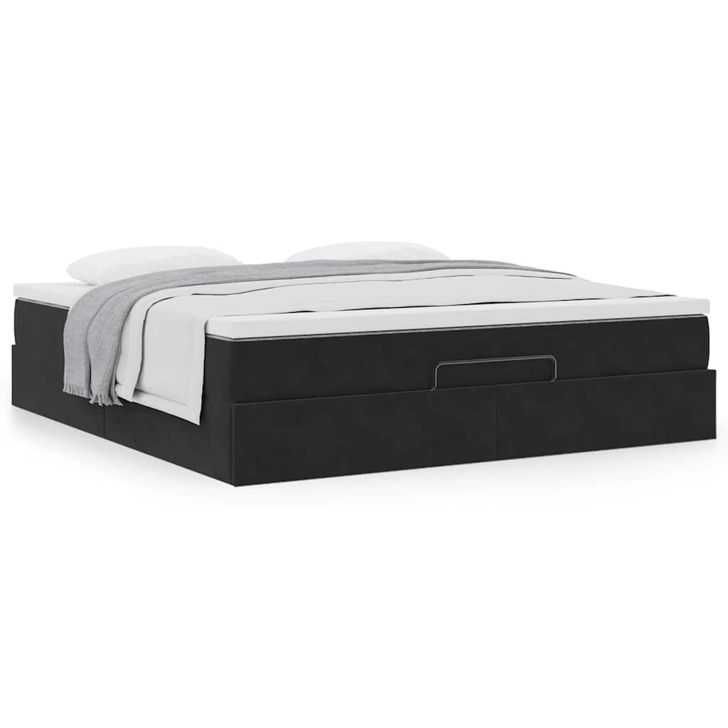 vidaXL Οθωμανικό κρεβάτι με στρώμα Μαύρο 160x200cm Velvet