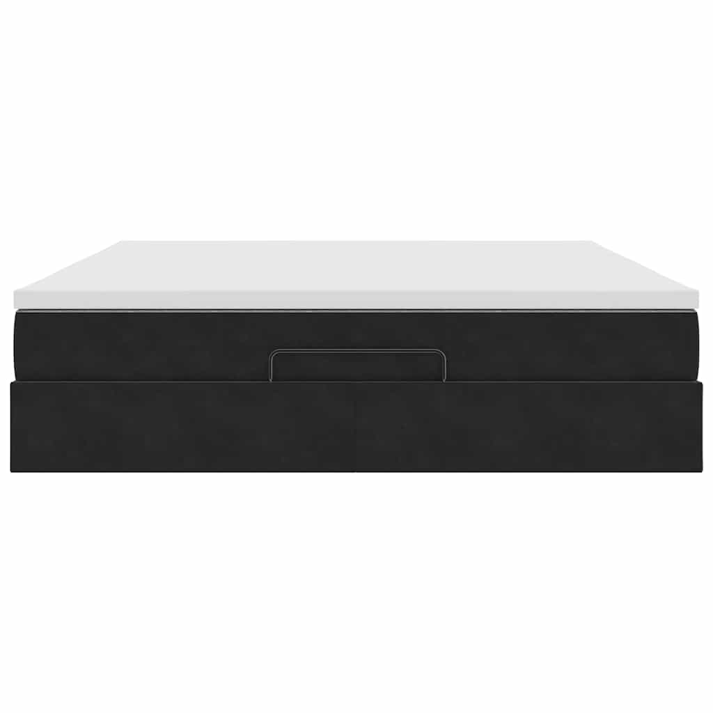 vidaXL Οθωμανικό κρεβάτι με στρώμα Μαύρο 180x200cm Velvet
