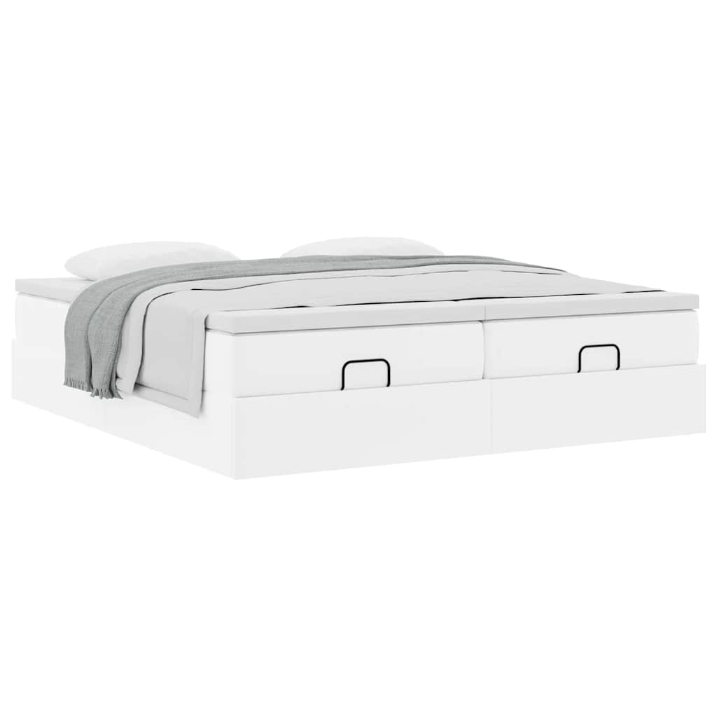 vidaXL Οθωμανικό κρεβάτι με στρώματα Λευκό 160x200cm Faux Leather