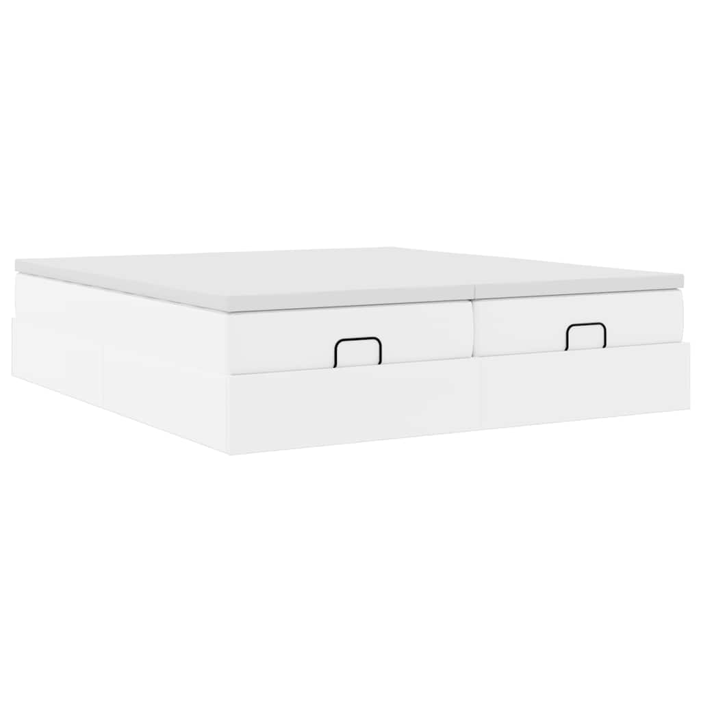 vidaXL Οθωμανικό κρεβάτι με στρώματα Λευκό 160x200cm Faux Leather