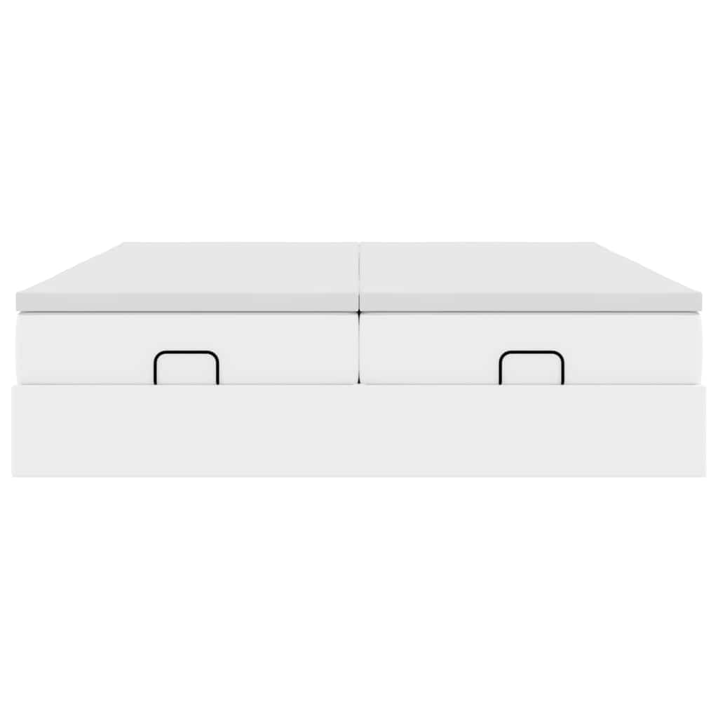 vidaXL Οθωμανικό κρεβάτι με στρώματα Λευκό 160x200cm Faux Leather
