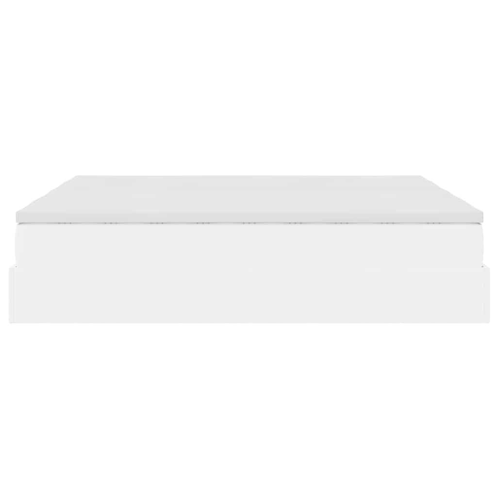 vidaXL Οθωμανικό κρεβάτι με στρώματα Λευκό 160x200cm Faux Leather