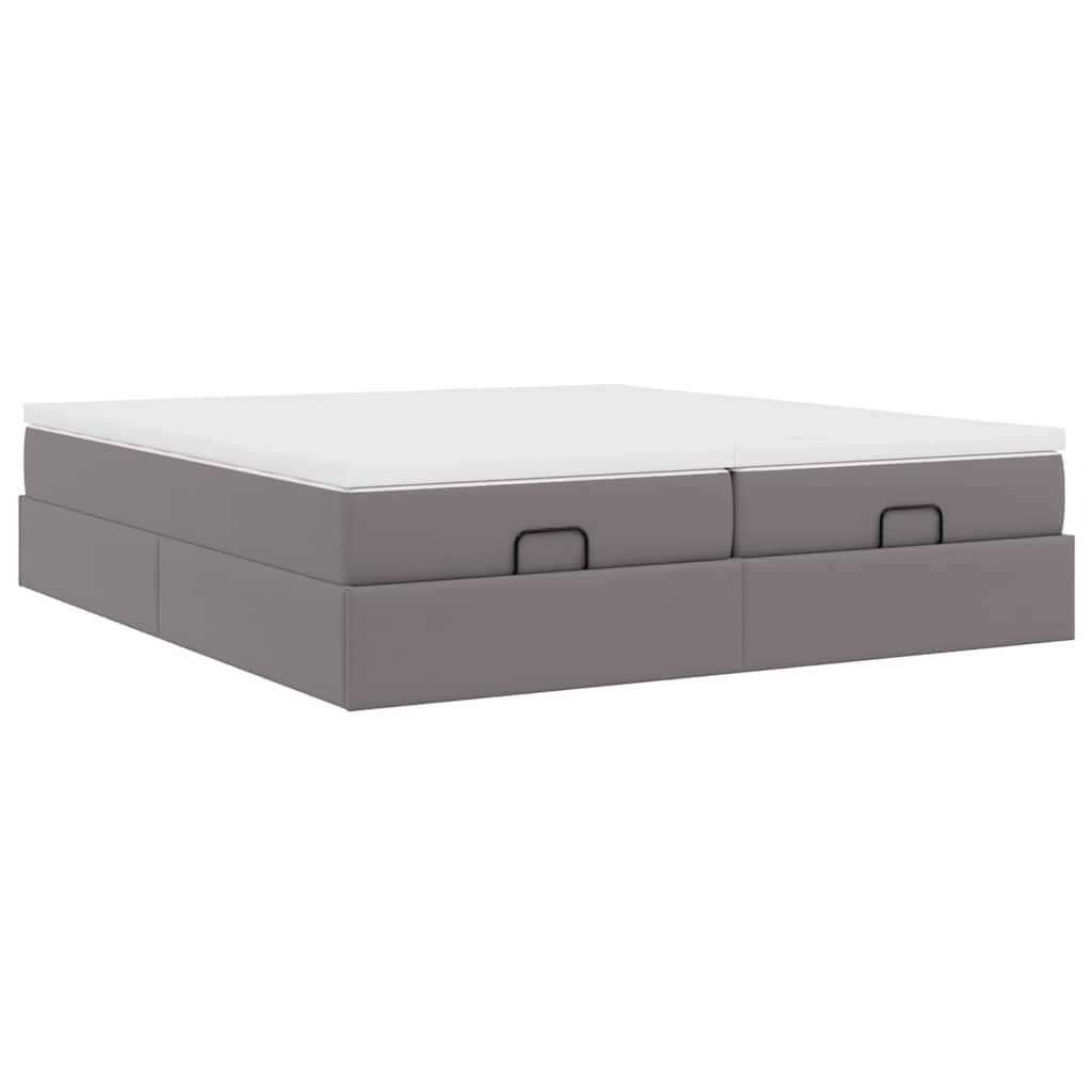 vidaXL Οθωμανικό Κρεβάτι με Στρώματα Γκρι 180x200cm Faux Leather