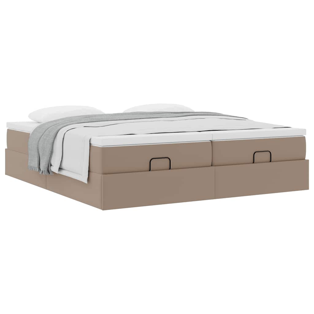vidaXL Οθωμανικό κρεβάτι με στρώματα Cappucino 180x200cm Faux Leather