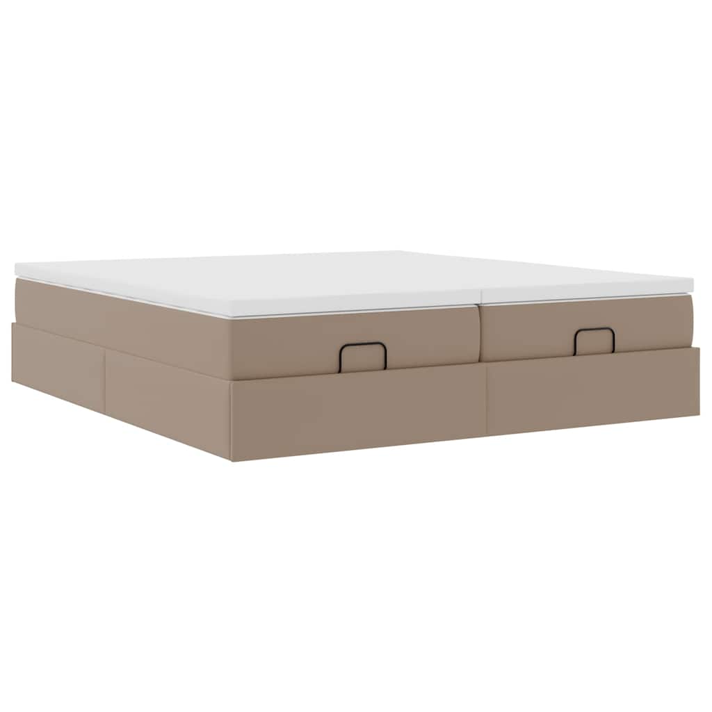vidaXL Οθωμανικό κρεβάτι με στρώματα Cappucino 180x200cm Faux Leather