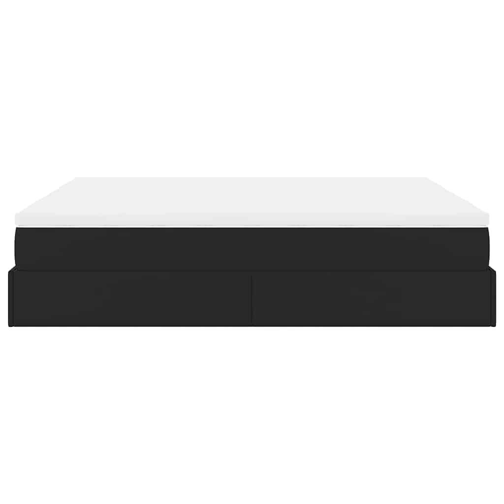 vidaXL Οθωμανικό κρεβάτι με στρώματα Μαύρο 200x200cm Faux Leather