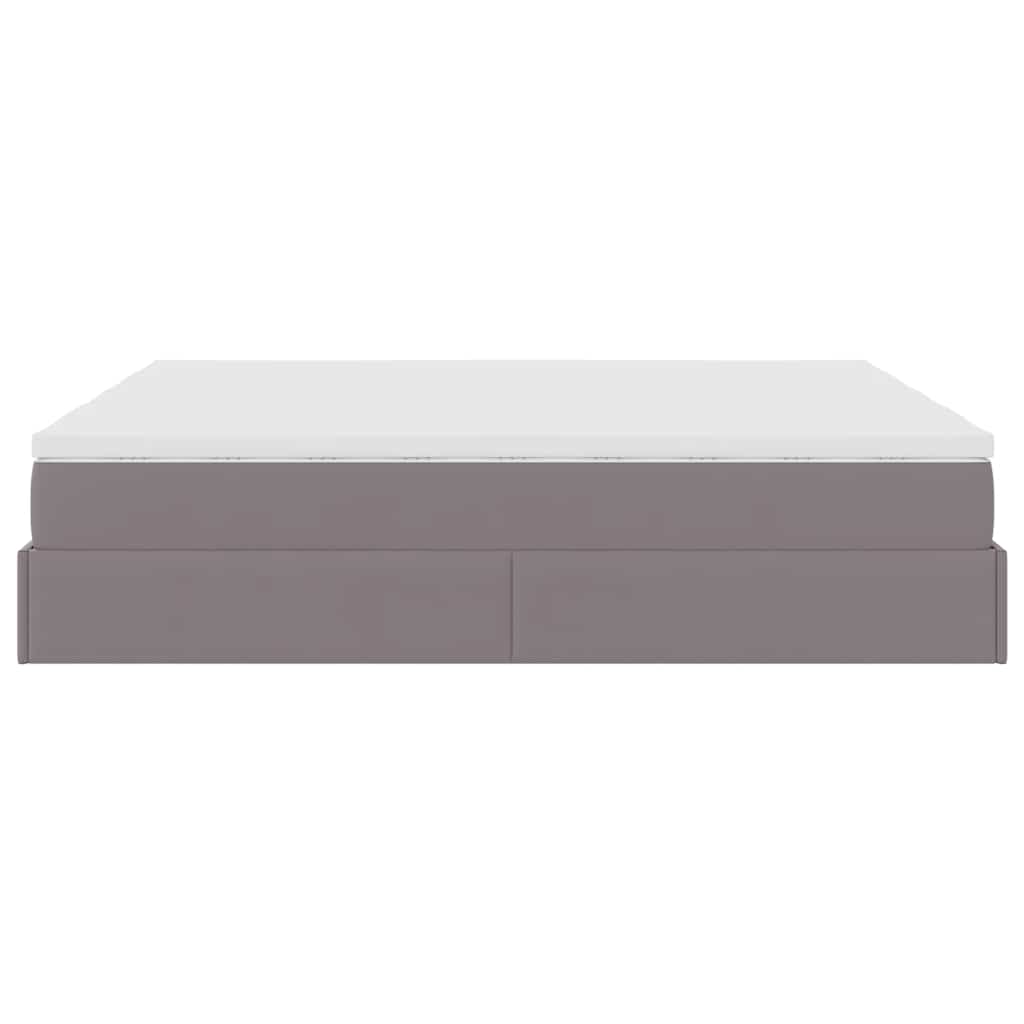vidaXL Οθωμανικό κρεβάτι με στρώματα Γκρι 200x200cm Faux Leather