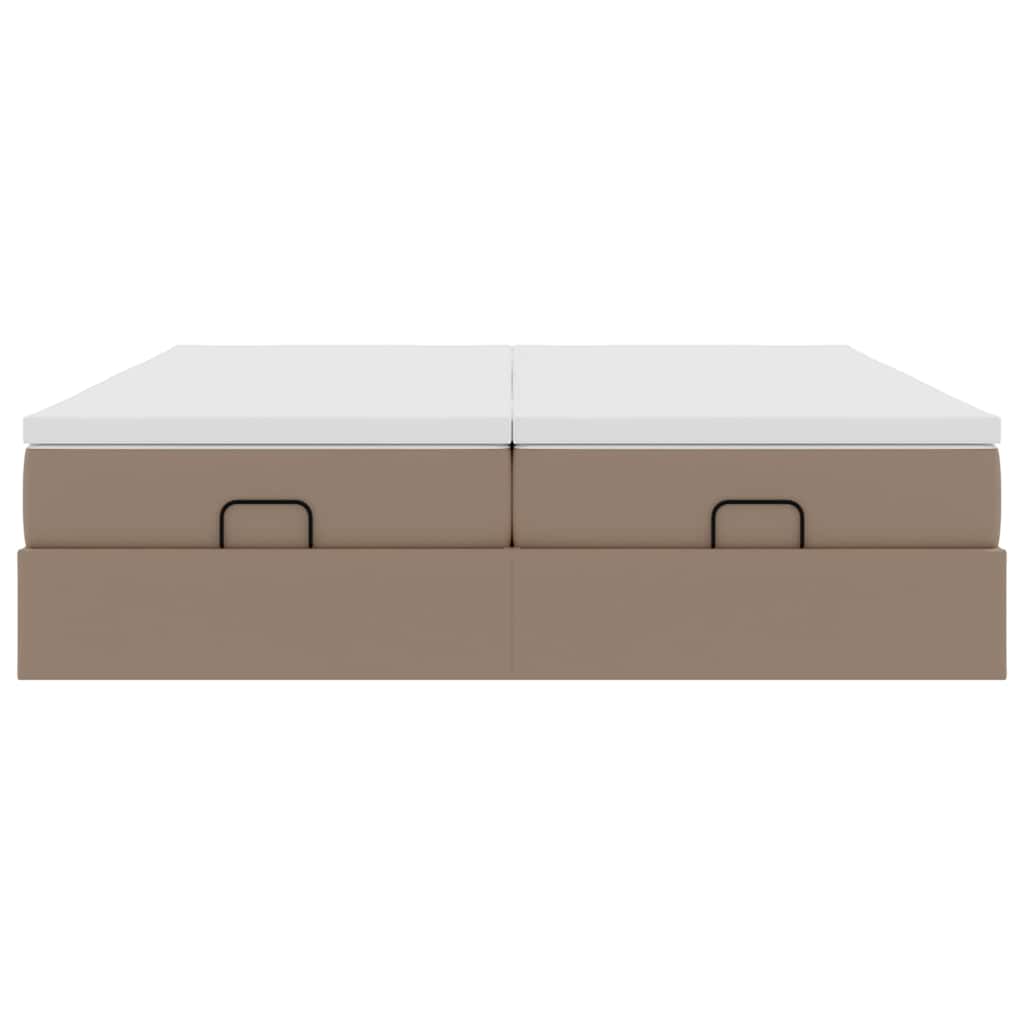 vidaXL Οθωμανικό κρεβάτι με στρώματα Cappucino 200x200cm Faux Leather