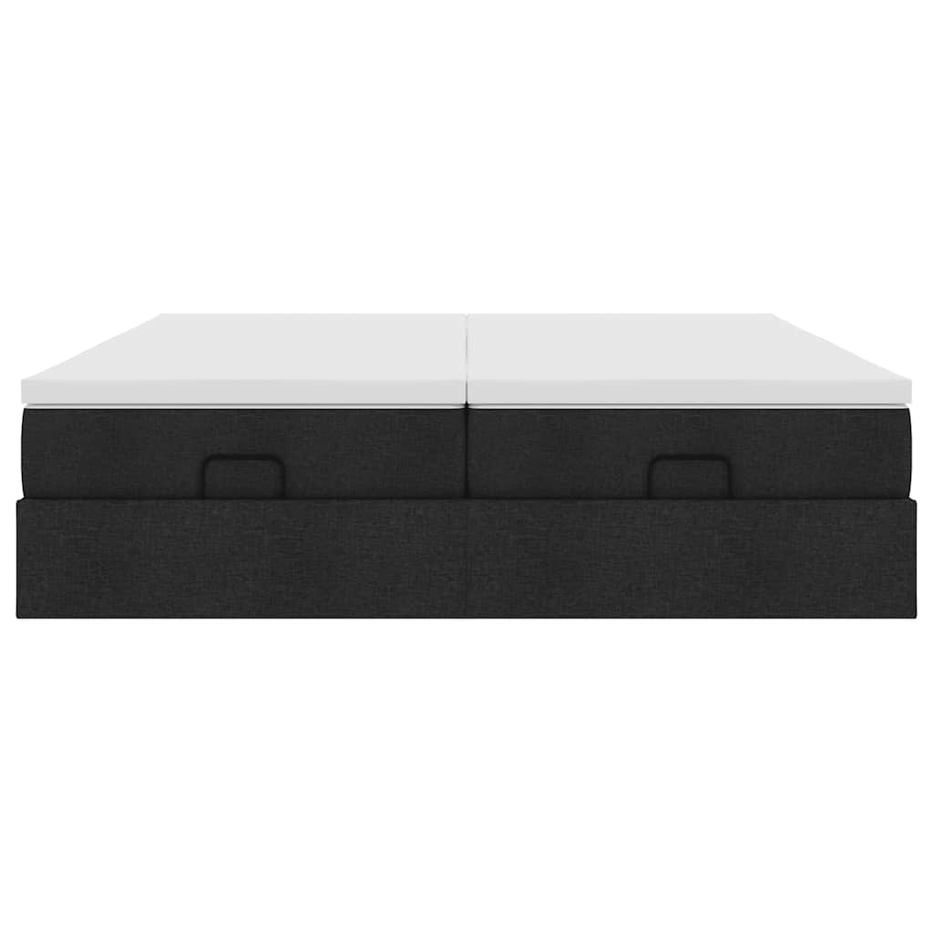 vidaXL Οθωμανικό κρεβάτι με στρώματα Μαύρο 180x200cm Ύφασμα