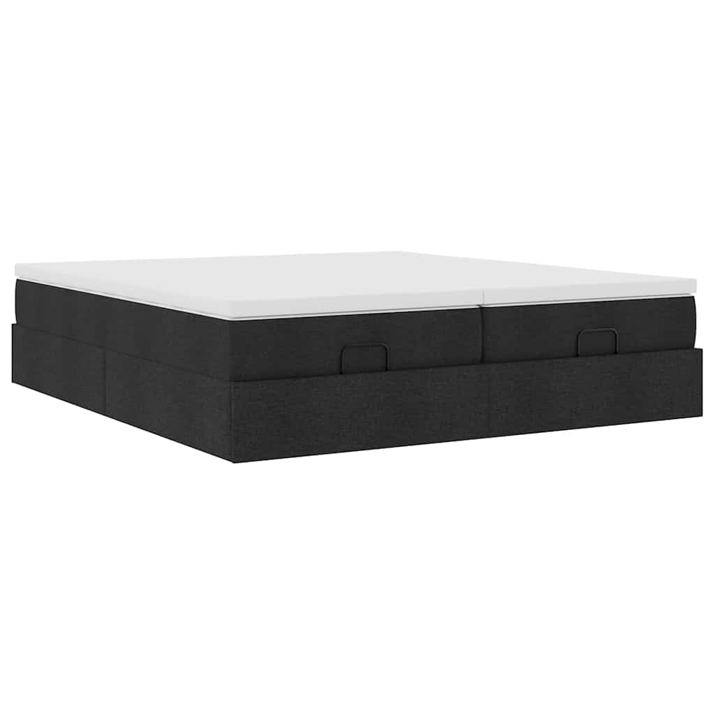 vidaXL Οθωμανικό κρεβάτι με στρώματα Μαύρο 180x200cm Ύφασμα