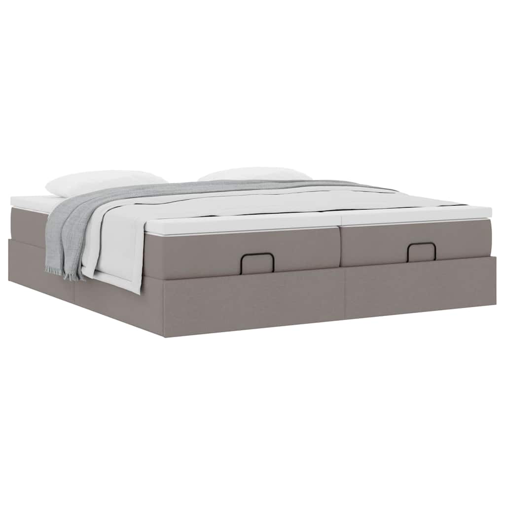 vidaXL Οθωμανικό κρεβάτι με στρώματα Taupe 180x200cm ύφασμα