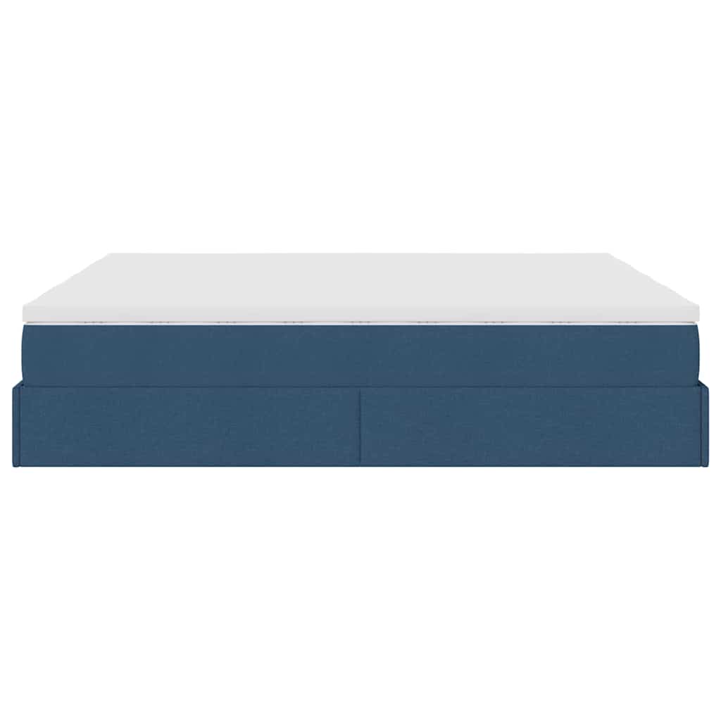 vidaXL Οθωμανικό κρεβάτι με στρώματα μπλε 180x200cm ύφασμα