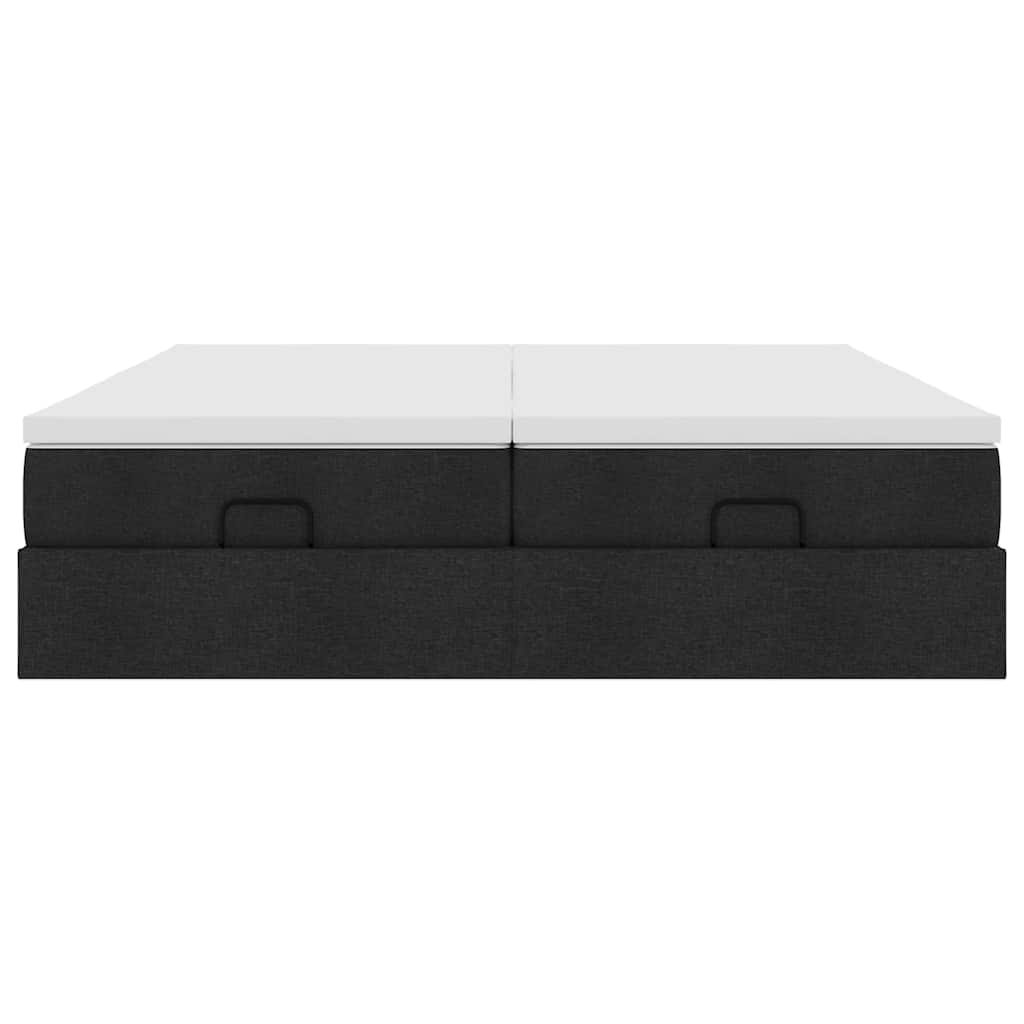 vidaXL Οθωμανικό Κρεβάτι με Στρώματα Μαύρο 200x200cm Ύφασμα