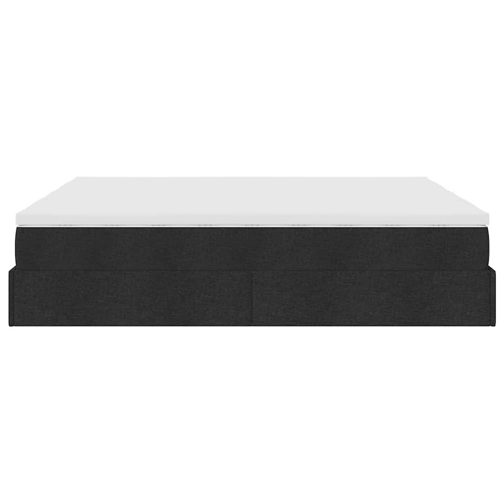vidaXL Οθωμανικό Κρεβάτι με Στρώματα Μαύρο 200x200cm Ύφασμα