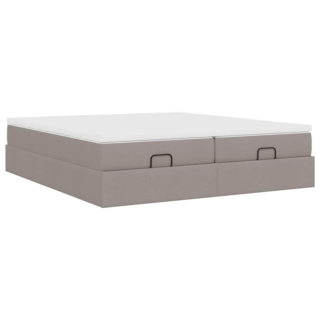 vidaXL Οθωμανικό κρεβάτι με στρώματα Taupe 200x200cm ύφασμα