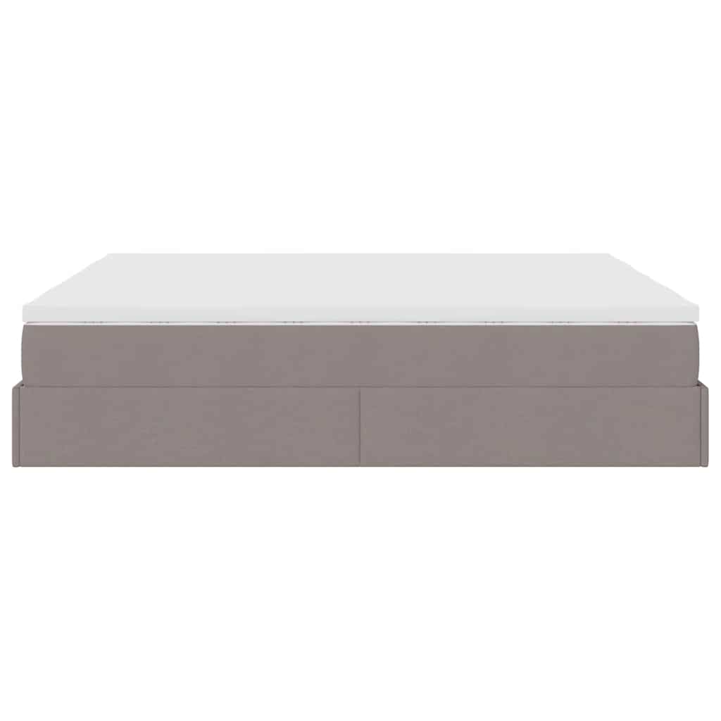 vidaXL Οθωμανικό κρεβάτι με στρώματα Taupe 200x200cm ύφασμα