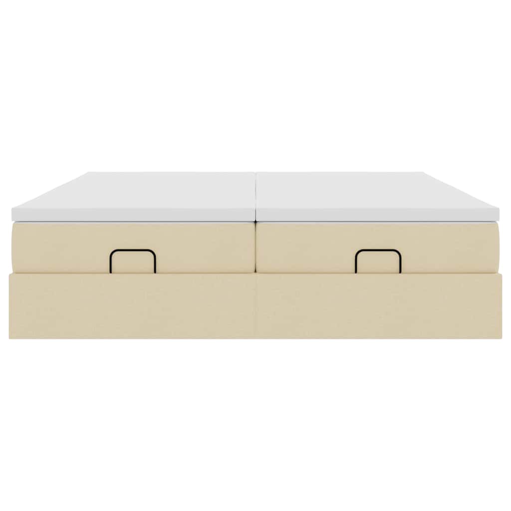 vidaXL Οθωμανικό Κρεβάτι με Στρώματα Κρέμα 200x200cm Ύφασμα