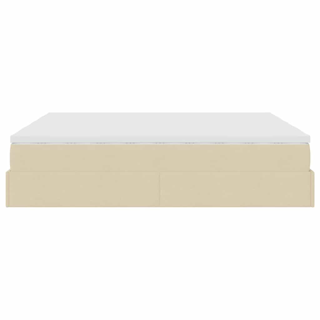 vidaXL Οθωμανικό Κρεβάτι με Στρώματα Κρέμα 200x200cm Ύφασμα