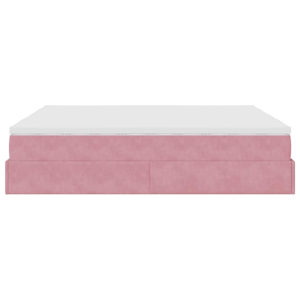 vidaXL Οθωμανικό κρεβάτι με στρώματα ροζ 160x200cm Velvet